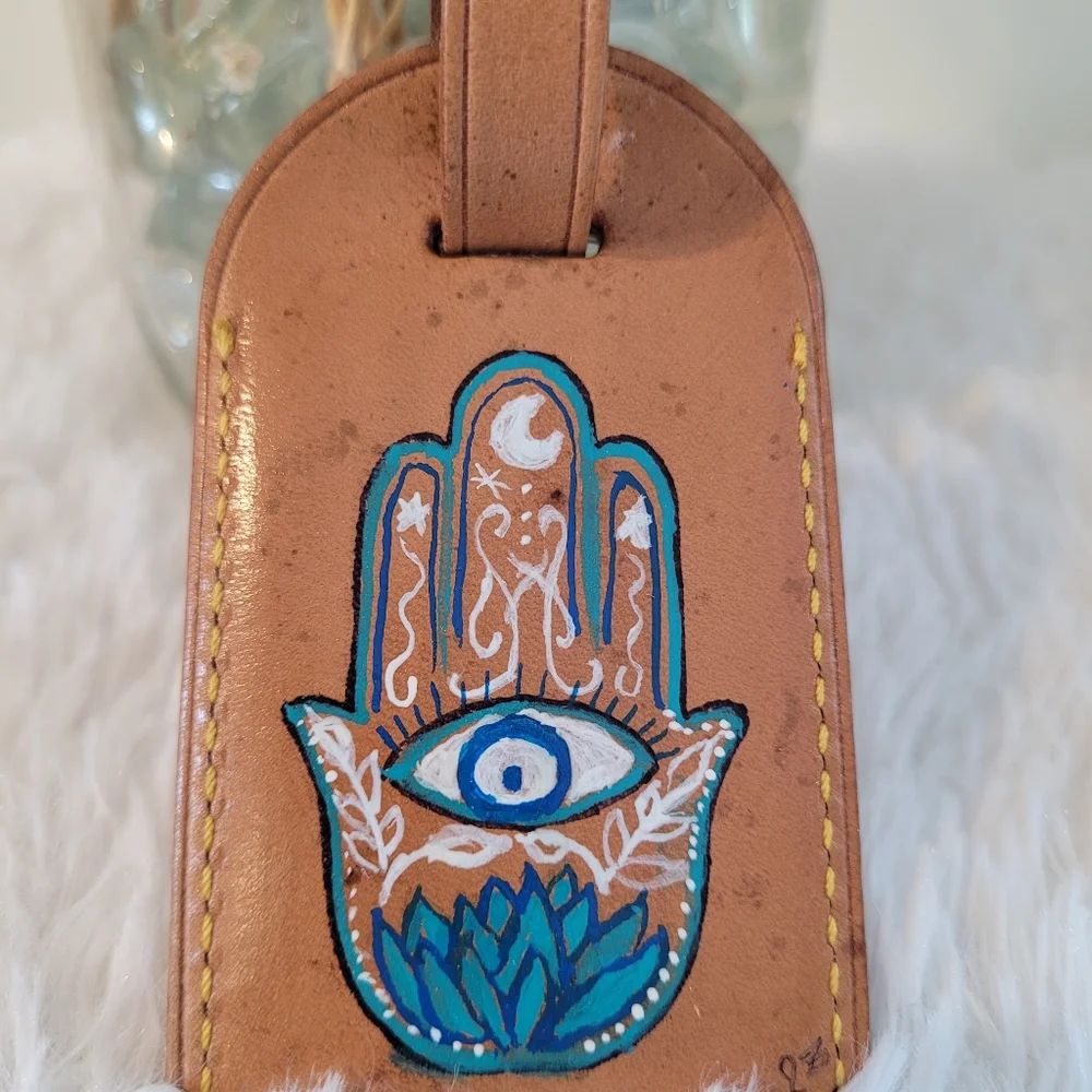 Louis Vuitton Custom Handpainted Luggage Tag, Hamsa Design - Picture 6 of 11